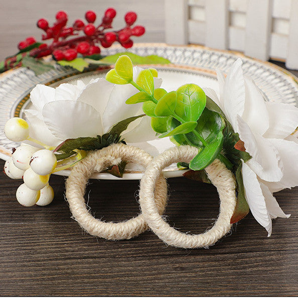 Anillos de servilleta hechos a mano florales artificiales a granel al por mayor 
