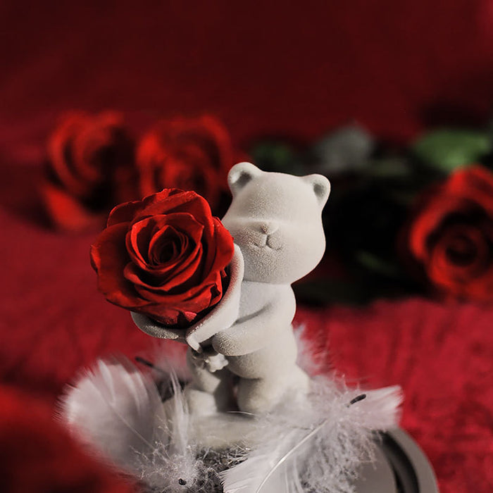Regalos de aniversario de cumpleaños de San Valentín a granel, regalos de oso rosa conservados en cúpula de cristal al por mayor