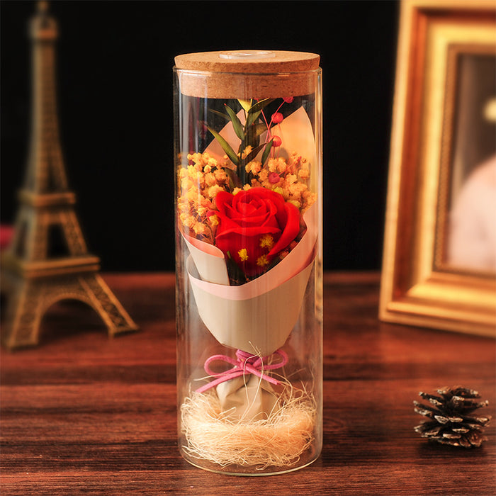 Flor preservada a granel en frasco con luces LED Regalos para ella al por mayor 