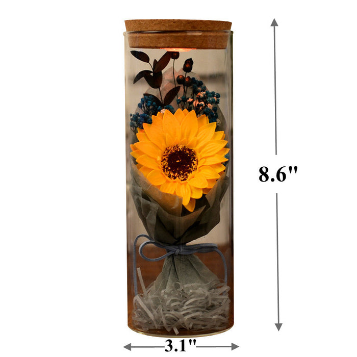 Flor preservada a granel en frasco con luces LED Regalos para ella al por mayor 