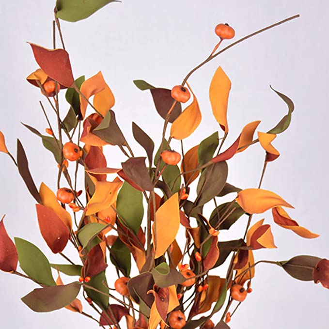 Bulk Thanksgiving Day Flowers Fall Leaf and Pumpkins Spray Bush Holiday Decoration Wholesale