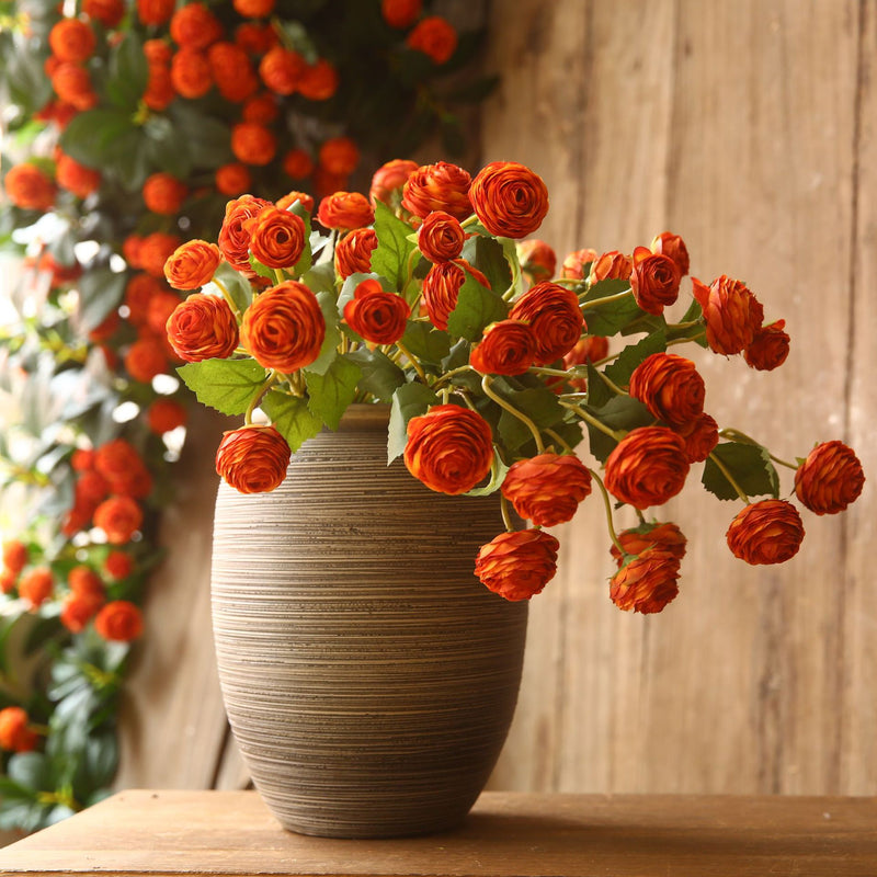 Branches de tiges de renoncules en vrac de 16 pouces Fleurs artificielles en soie en gros