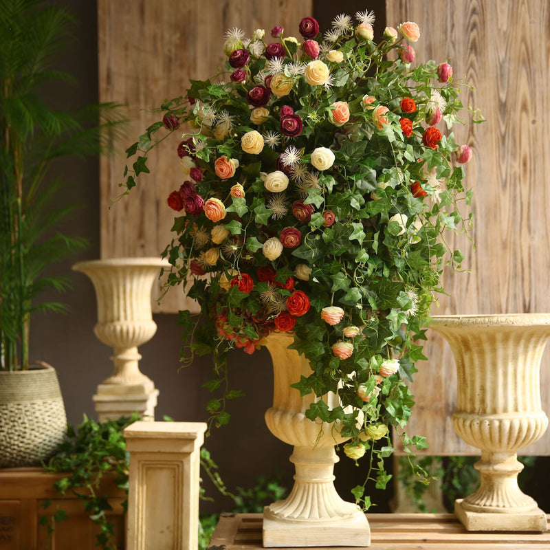 Branches de tiges de renoncules en vrac de 16 pouces Fleurs artificielles en soie en gros