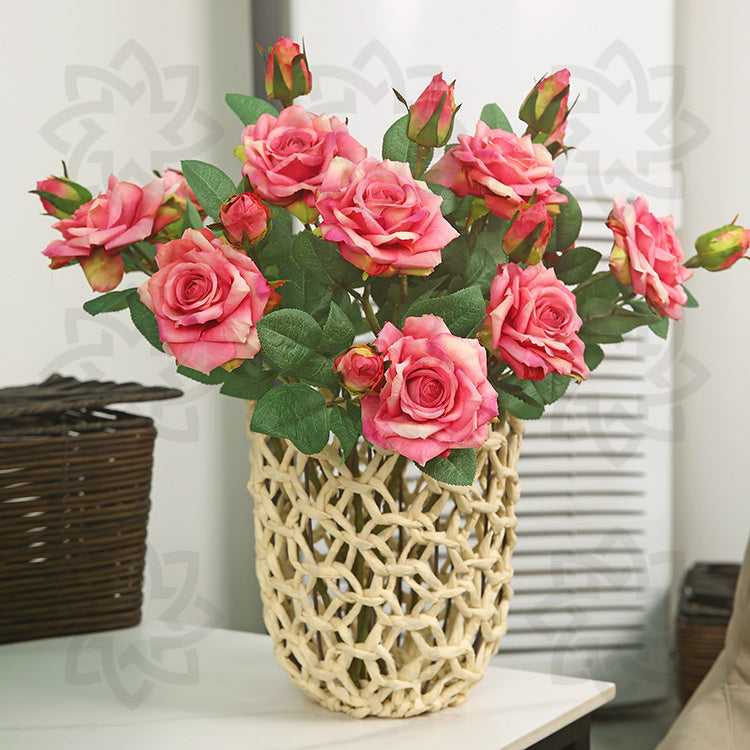 Branche de rosier artificielle au toucher réaliste de 18,5 po en vrac 