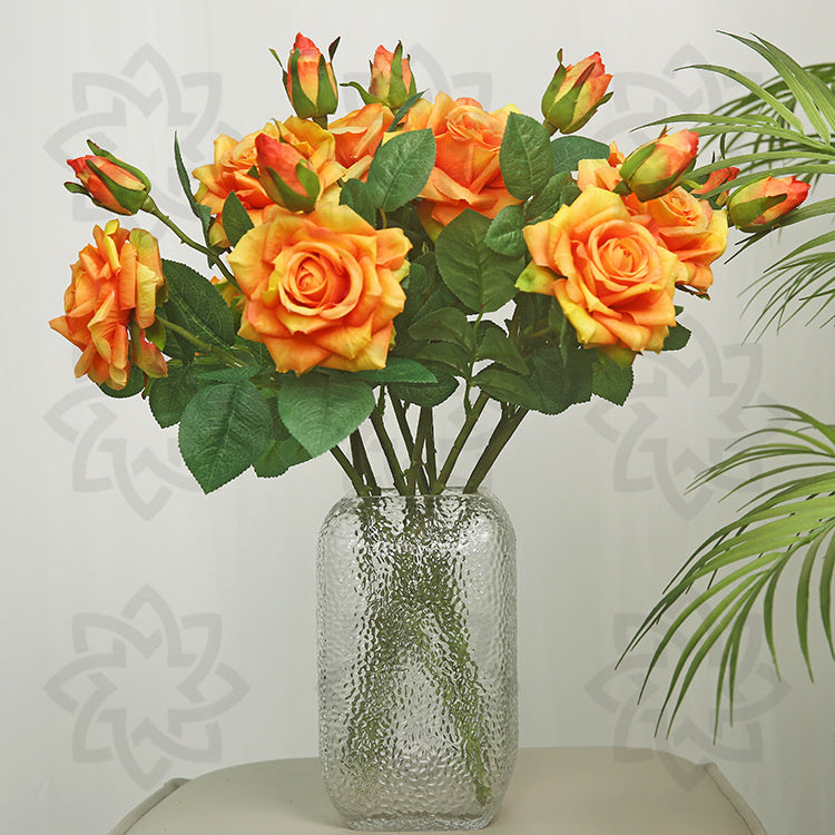 Branche de rosier artificielle au toucher réaliste de 18,5 po en vrac 