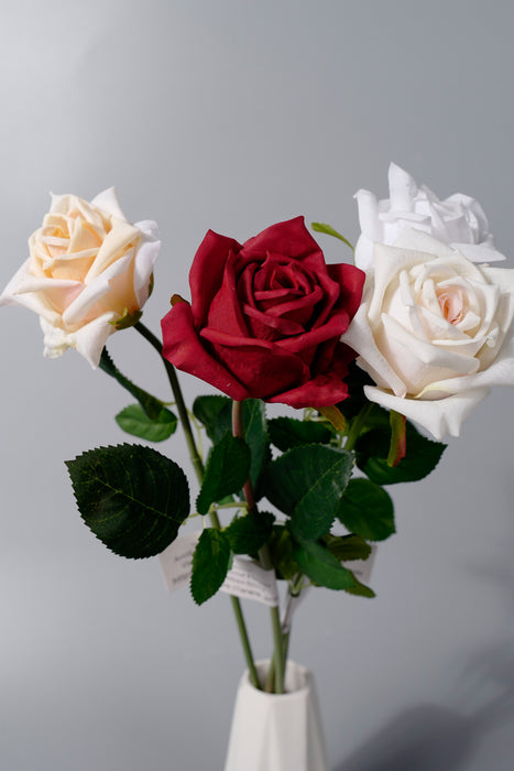 Bulk AM Basics 17 Inch Real Touch Silk Rose Stem Flowers Wholesale