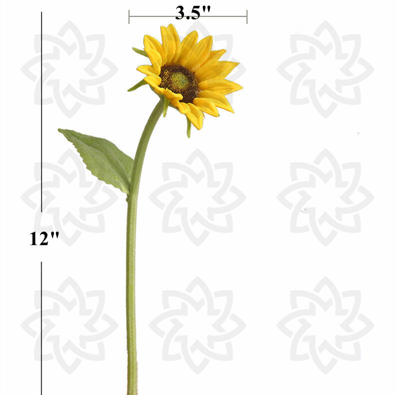 Venta al por mayor de flores artificiales de tallo de girasol de tacto Real a granel de 12 "