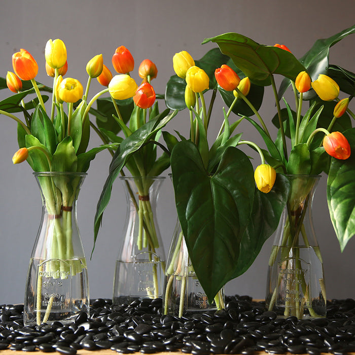 Paquete de ramo de tallos de tulipán de tacto real de 15 "a granel al por mayor