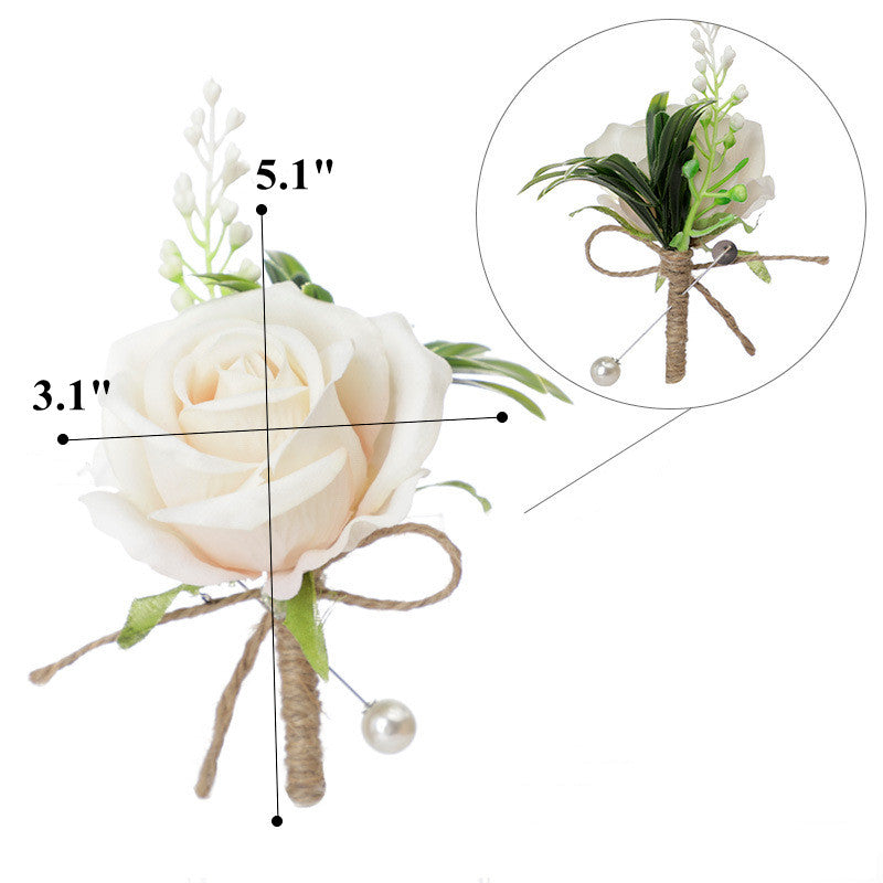 Boutonnieres de rosas a granel para hombres, novios y padrinos de boda