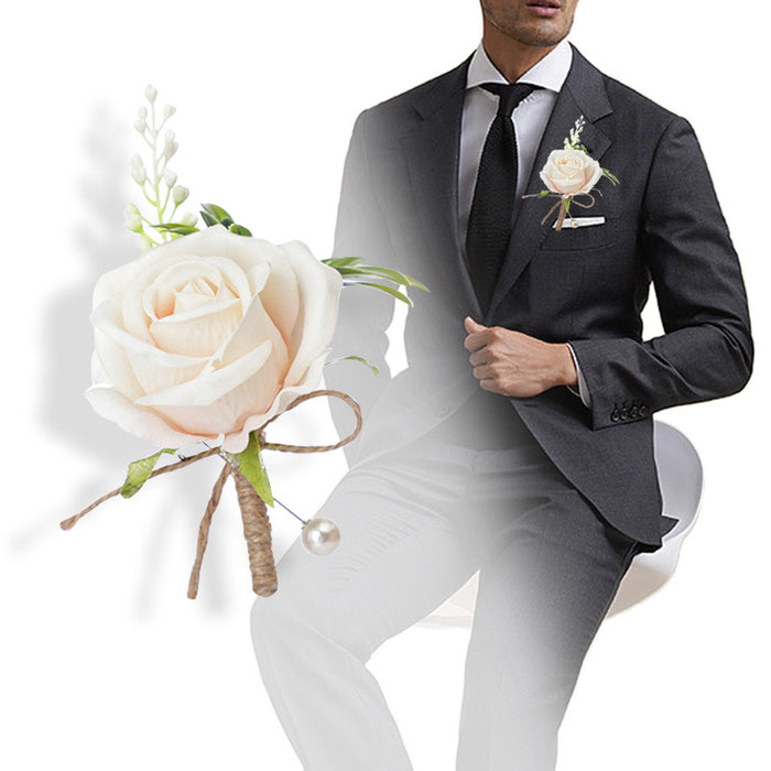 Boutonnieres de rosas a granel para hombres, novios y padrinos de boda