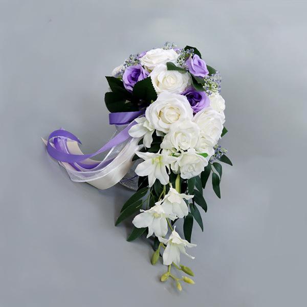 Bouquet de mariée en cascade de roses en vrac, 5 couleurs, 9 pouces, vente en gros