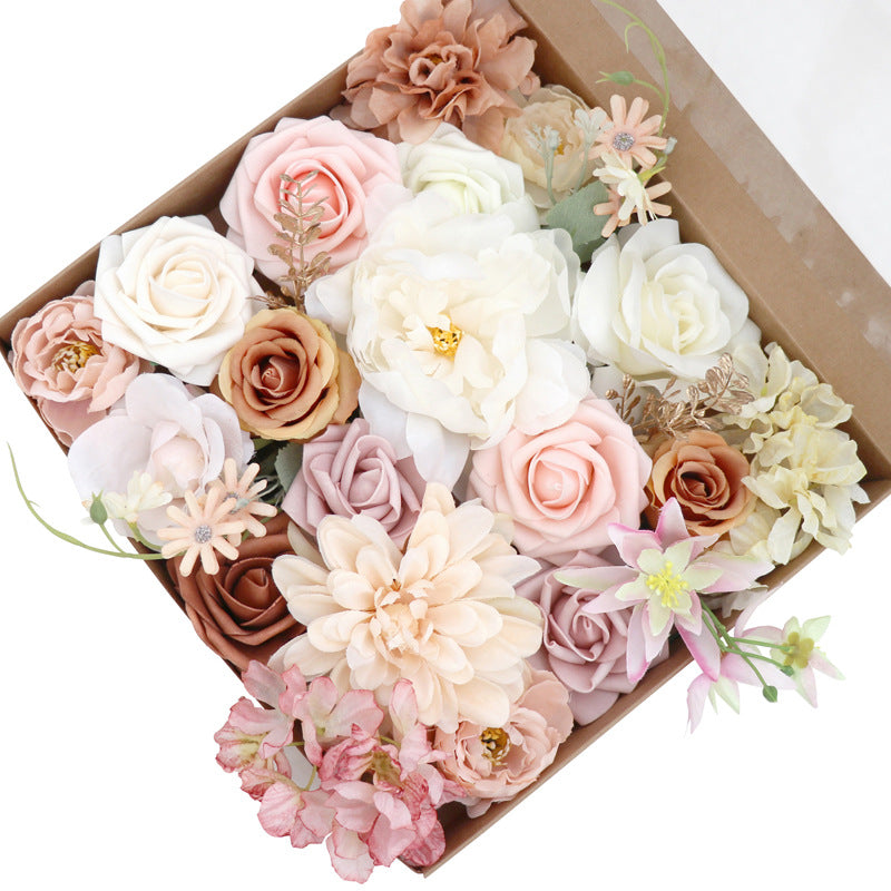 Coffret de bouquets de fleurs artificielles roses en vrac pour bricolage en gros 