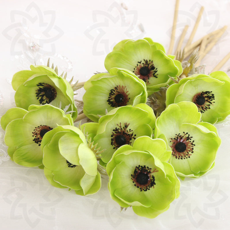 Paquete a granel de 9 piezas de 17 "Anemone Spray Stems Real Touch Flores artificiales al por mayor