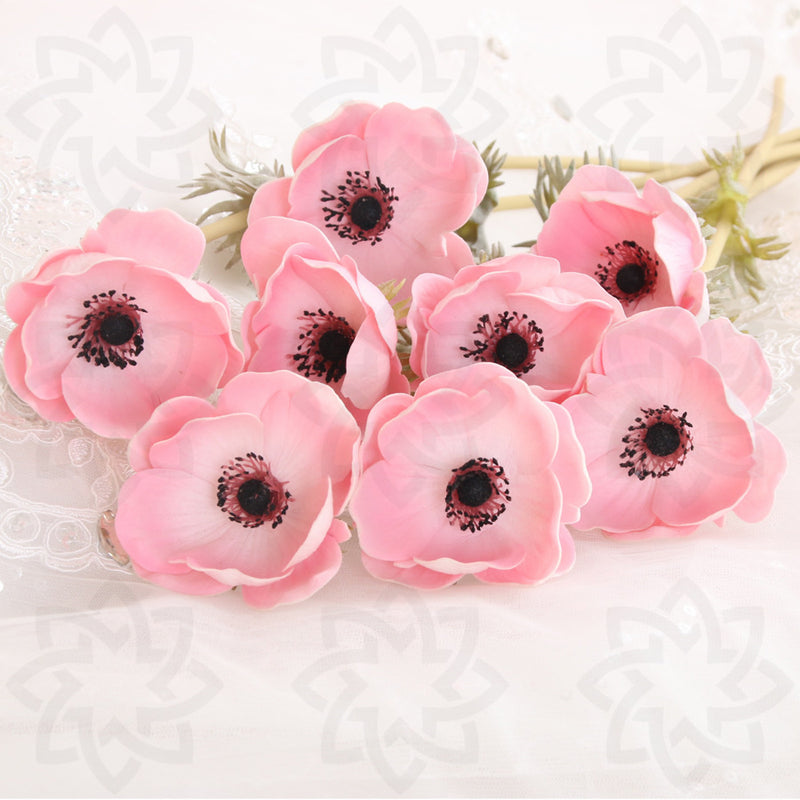 Paquete a granel de 9 piezas de 17 "Anemone Spray Stems Real Touch Flores artificiales al por mayor