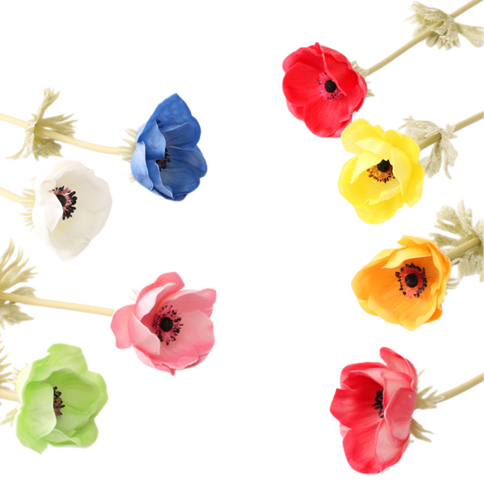 Paquete a granel de 9 piezas de 17 "Anemone Spray Stems Real Touch Flores artificiales al por mayor