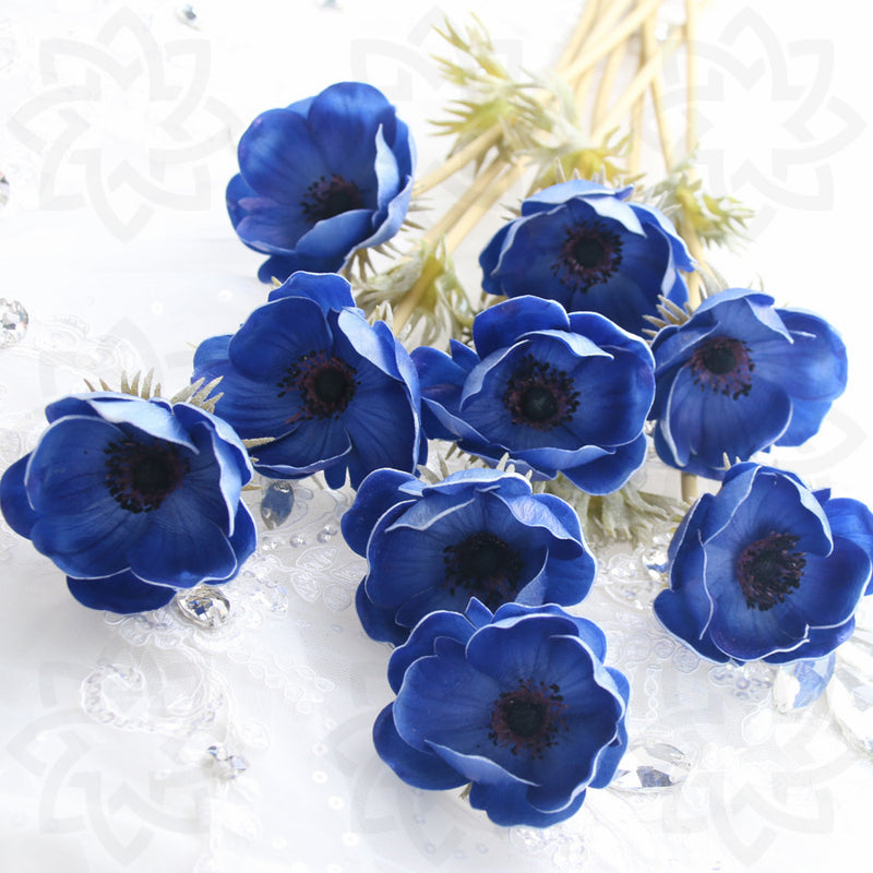 Paquete a granel de 9 piezas de 17 "Anemone Spray Stems Real Touch Flores artificiales al por mayor