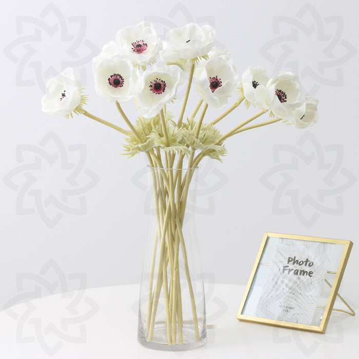 Bulk 9Pcs 17" Anemone Bouquet Spray Stems Real Touch Flowers Artificial Wholesale