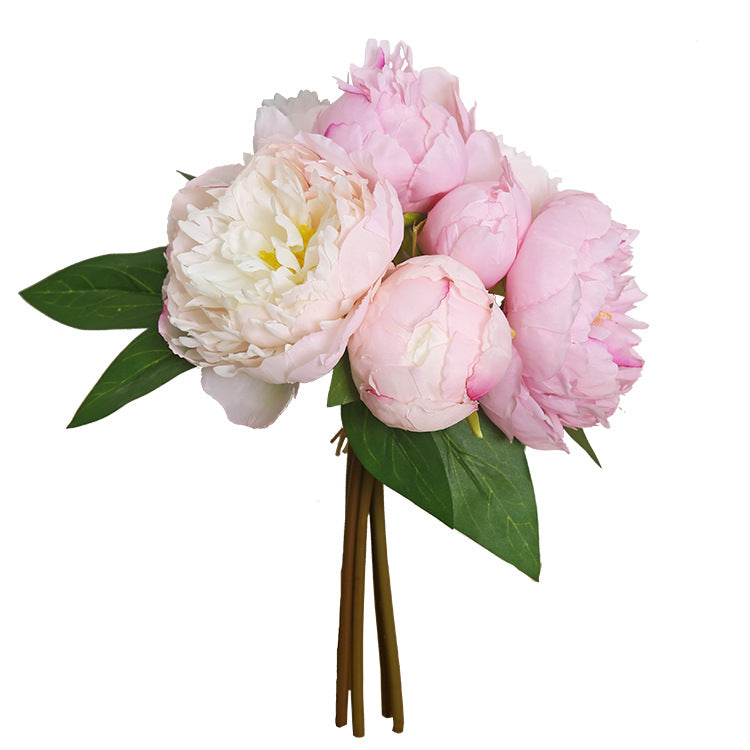 Bouquet de pivoines roses en vrac de 10 pouces Bouquet de pivoines Fleurs roses artificielles en gros