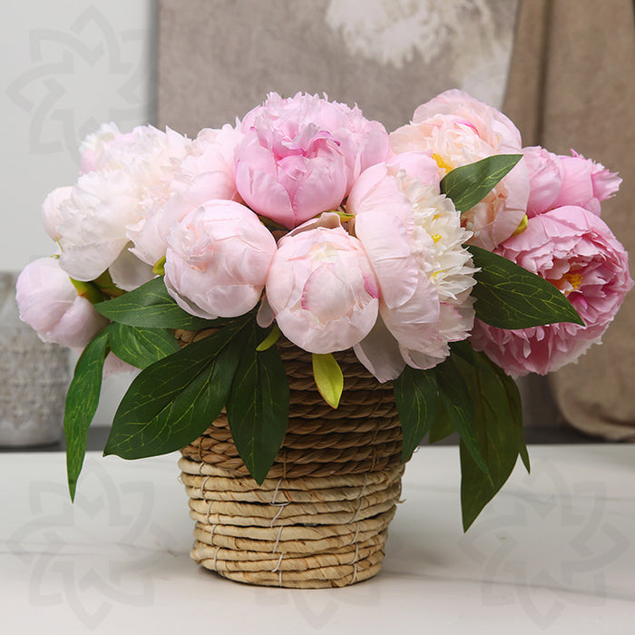 Bulk 10" Peony Bouquet Silk Floral Pink Flowers Arrangements Wholesale