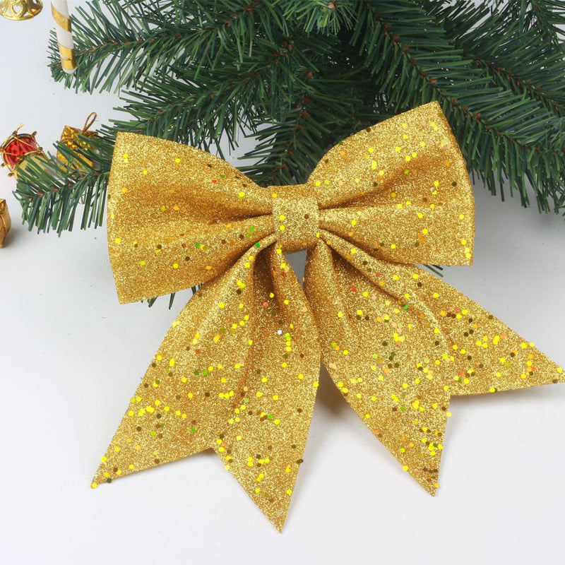 Bulk 2pcs Sequin Wreaths Bows Ties Xmas Decorative Bows Hanging Ornaments Wholesale