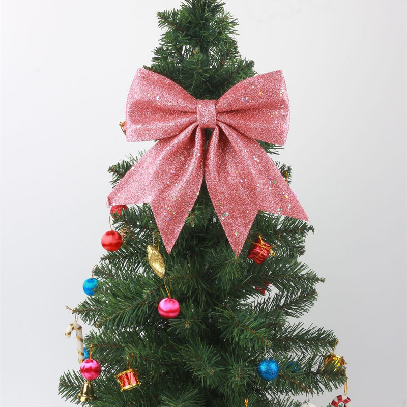 Bulk 2pcs Sequin Wreaths Bows Ties Xmas Decorative Bows Hanging Ornaments Wholesale