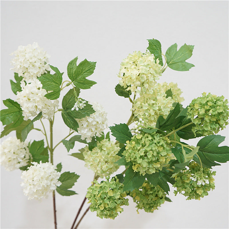 Hortensia en vrac 31" Longues tiges Spray Plantes vertes Fleurs artificielles en soie pour la décoration de la maison Bureau Table en gros