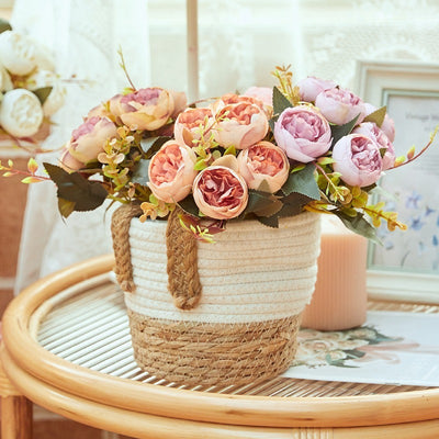 Clearance Bulk 12" Silk Peony Flowers Bush Vintage Artificial Peony Bouquet Wholesale