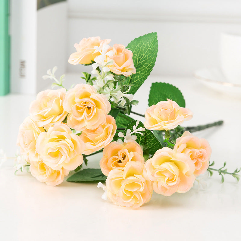 Liquidation en vrac 11" Petit rosier artificiel en soie pour arrangements de table artisanaux en gros 