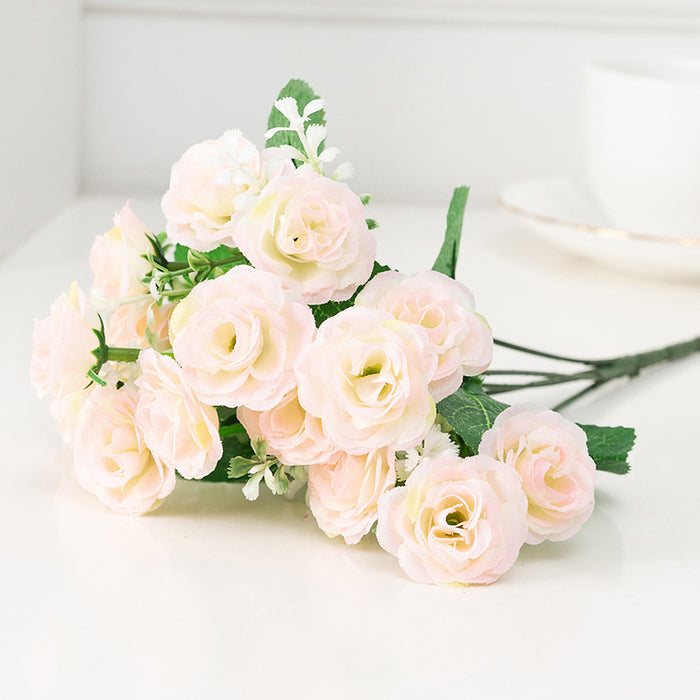 Venta al por mayor de arreglos florales de seda artificial de rosal de 11 "a granel 