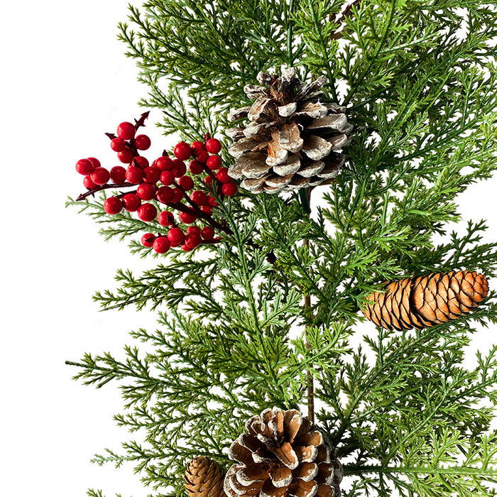 Guirnalda de cedro de imitación a granel con corona de Navidad de cedro de frutos rojos al por mayor