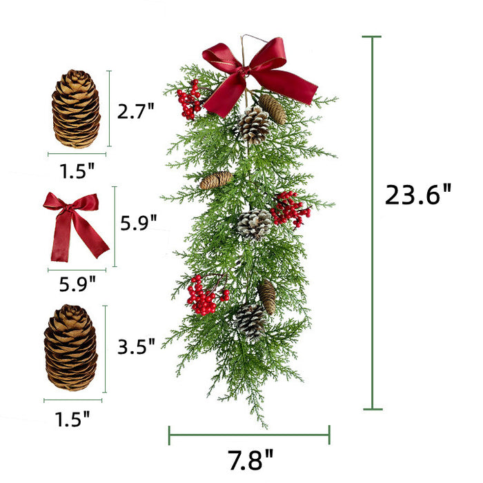 Guirnalda de cedro de imitación a granel con corona de Navidad de cedro de frutos rojos al por mayor