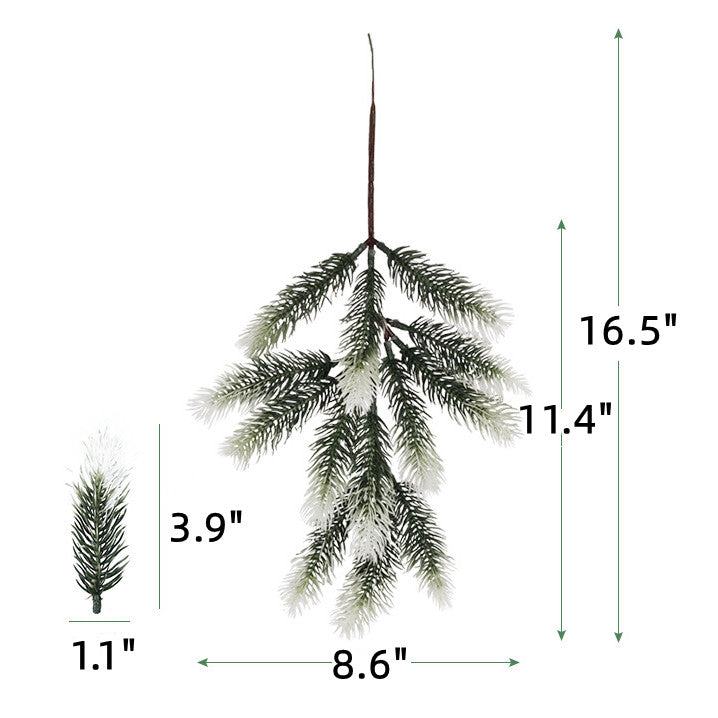 Aiguilles de pin artificielles enneigées en vrac, branches de verdure de Noël, tiges en gros