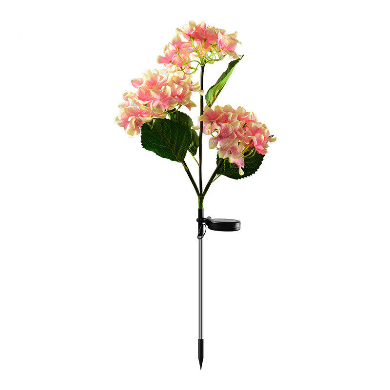 Fleur d'hortensia artificielle d'extérieur solaire en vrac de 29 pouces avec ampoules lumineuses en gros 