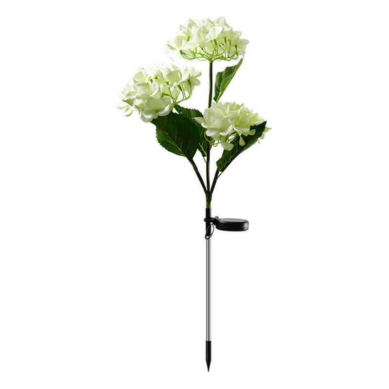 Fleur d'hortensia artificielle d'extérieur solaire en vrac de 29 pouces avec ampoules lumineuses en gros 