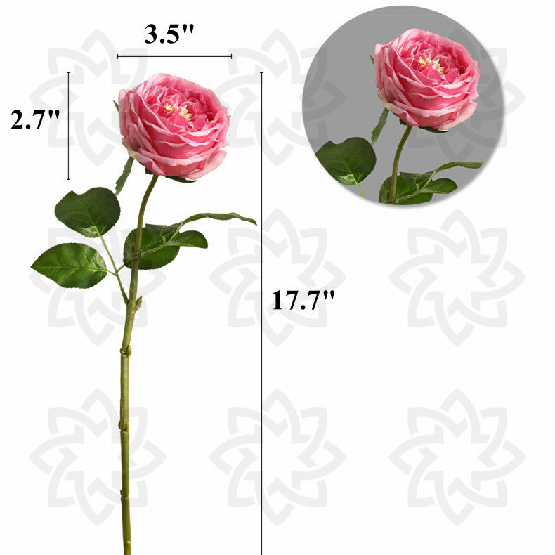 Tige de rose artificielle au toucher réaliste de 17,7 po en vrac, vente en gros