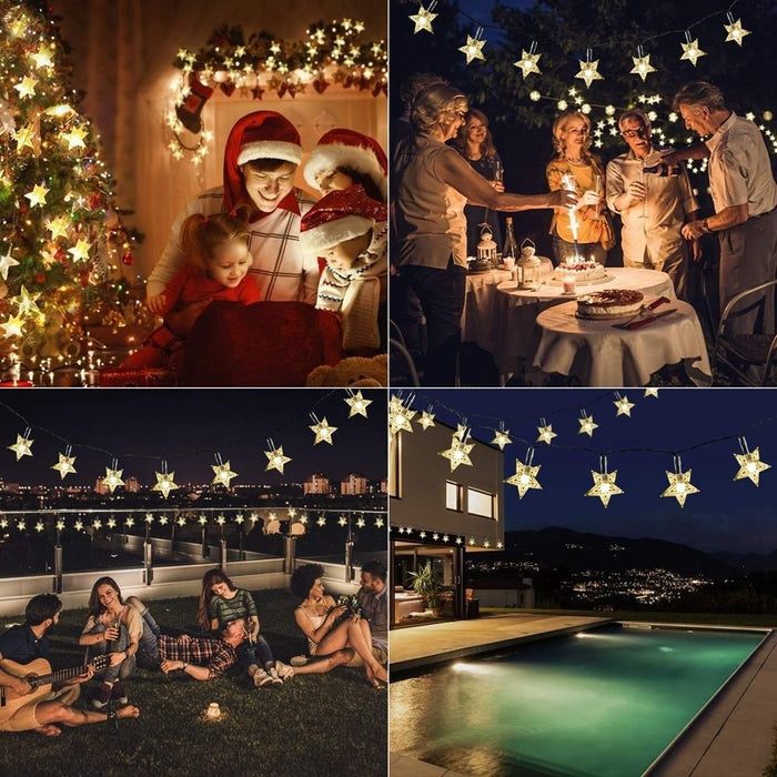Venta al por mayor Star String Lights LED Colorful Solar Energy Lights Impermeable Navidad Vacaciones Decoración al aire libre 