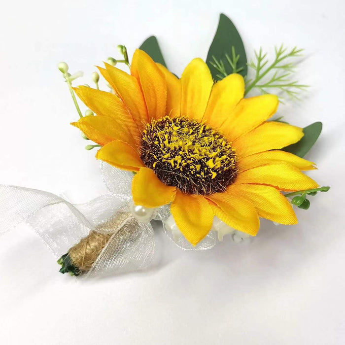 Bulk Handmade Sunflower Boutonniere for Wedding Party Wholesale