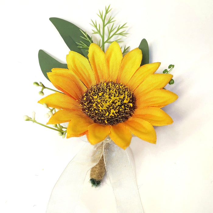 Bulk Handmade Sunflower Boutonniere for Wedding Party Wholesale