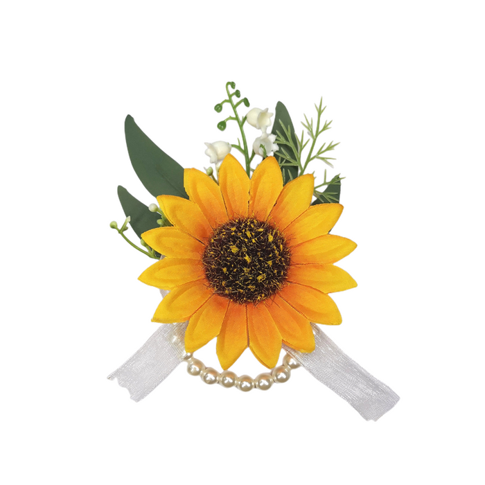 Bulk Sunflower Wrist Corsage with Beads Wholesale