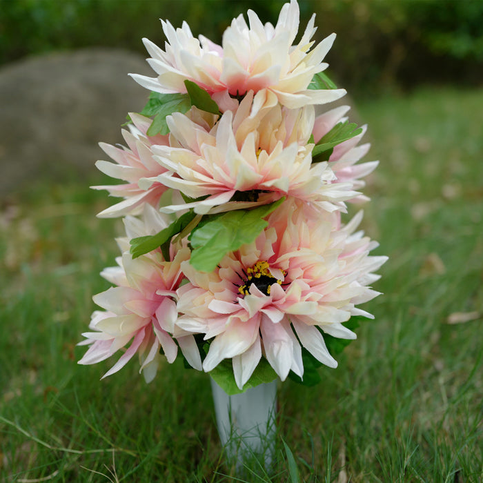 Daisy Cemetery Flores en jarrón para tumbas y arreglos conmemorativos 