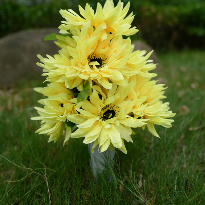 Daisy Cemetery Flores en jarrón para tumbas y arreglos conmemorativos 