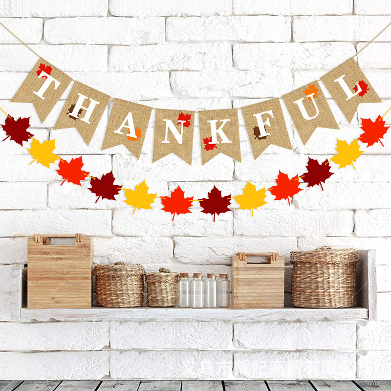 Thankful Banner Thanksgiving Burlap Banner