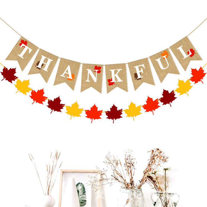 Thankful Banner Thanksgiving Burlap Banner