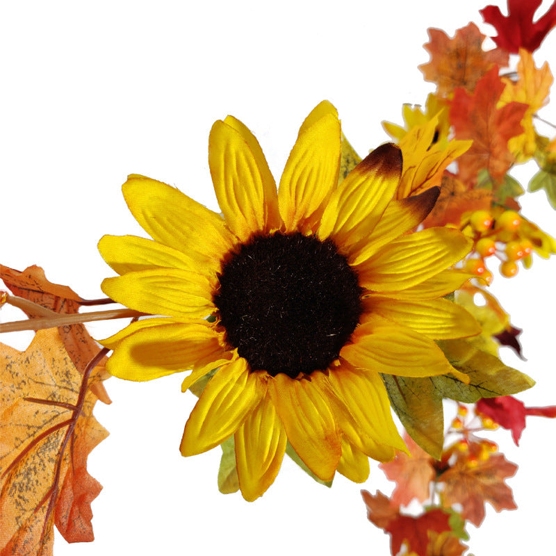 Thanksgiving Hanging Vine Garland Maple Leaves with Sunflower Artificial Autumn Garland