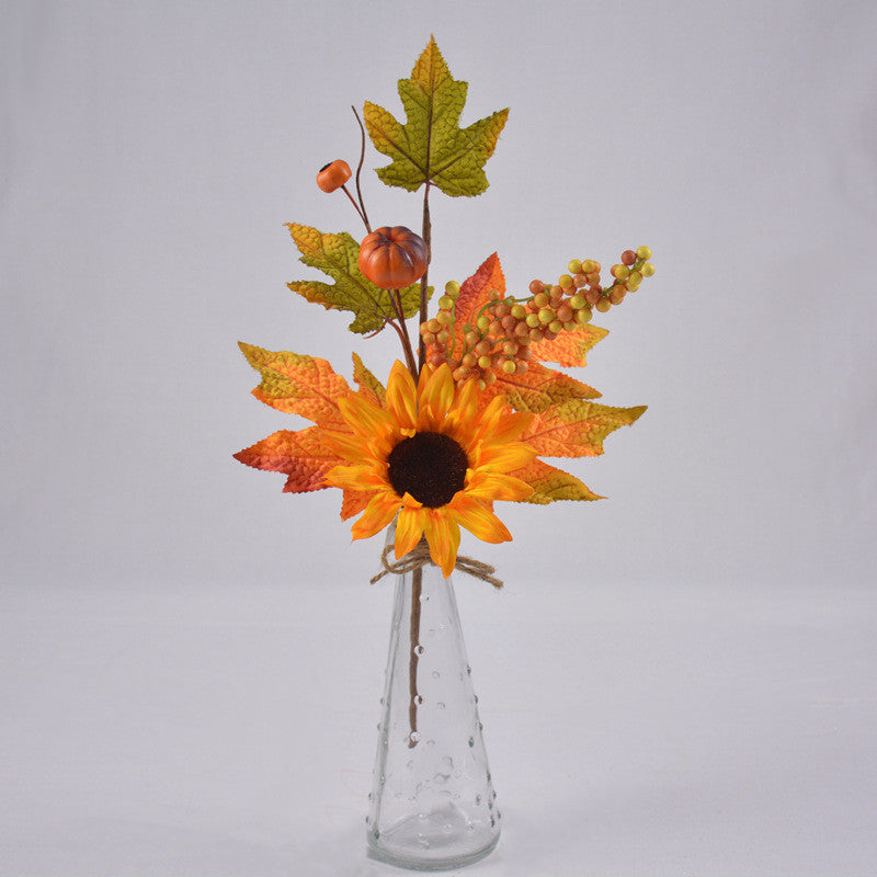 Bulk Artificial Fall Floral Picks Sunflower Maple Leaf with Berry Stems Wholesale