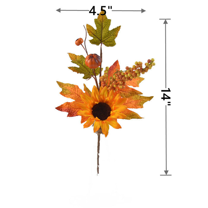 Bulk Artificial Fall Floral Picks Sunflower Maple Leaf with Berry Stems Wholesale