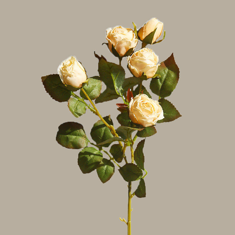 A granel 16 "tallos de rosas quemadas flores de seda artificiales al por mayor 