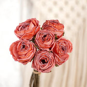 1 Bundle 12 Inch Vintage Artificial Roses American Burnt Edge Bouquet - Artificialmerch