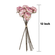 1 Bundle 12 Inch Vintage Artificial Roses American Burnt Edge Bouquet - Artificialmerch