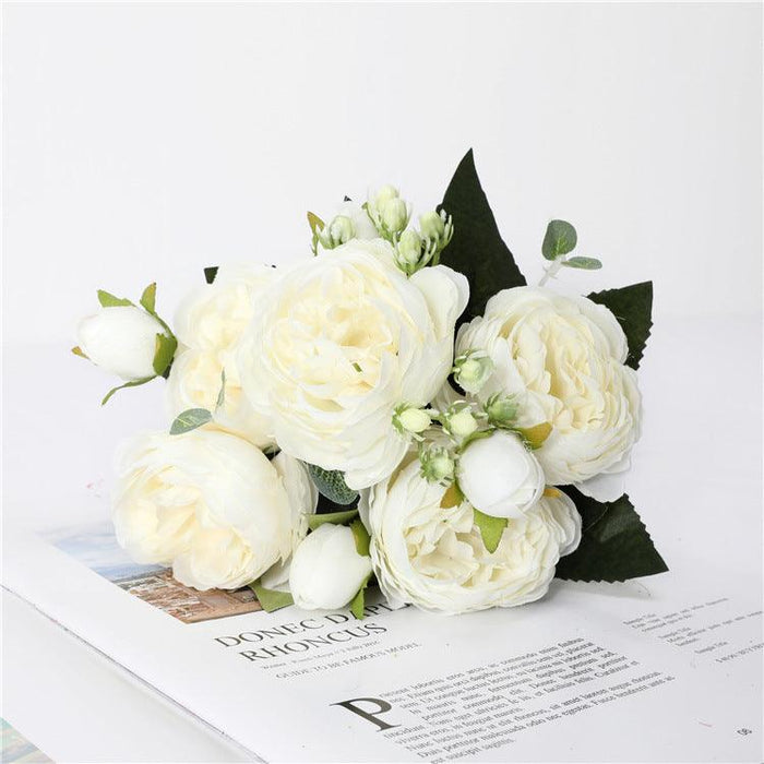 12pcs Roses Artificial Flowers Vintage Dried White Flowers